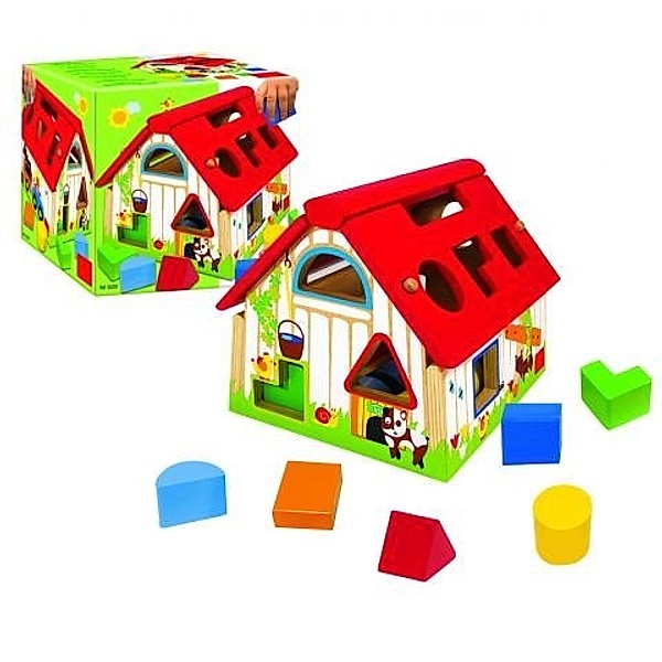 Holzhaus mit geometrischen Formen (Kinderspiel)