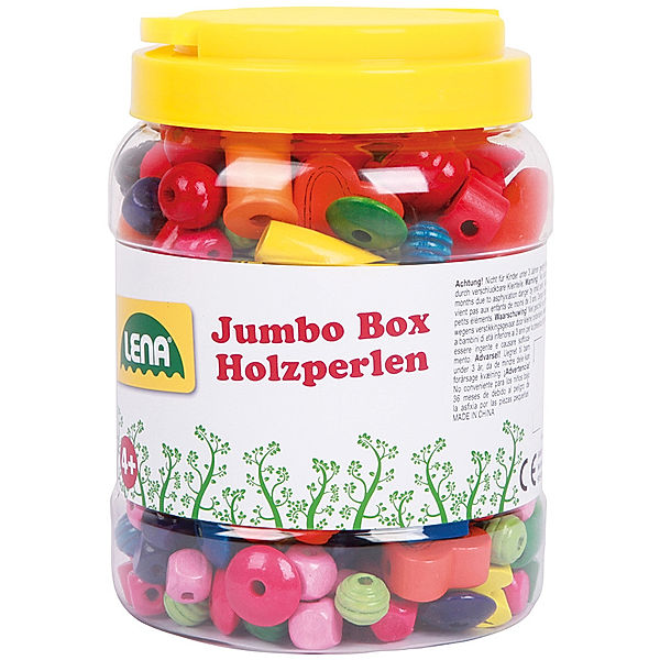 LENA® Holzperlen JUMBO Box in bunt