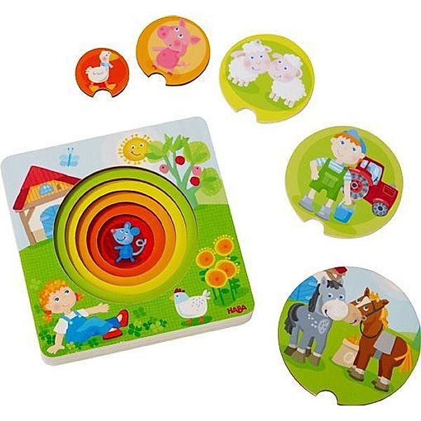 HABA Holzpuzzle Bauernhof-Welt (Kinderpuzzle)