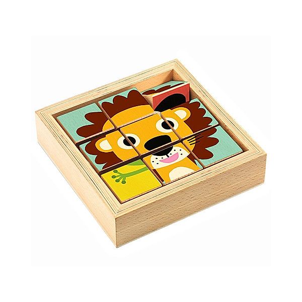 Djeco Holzpuzzle TIERE 9-teilig in bunt