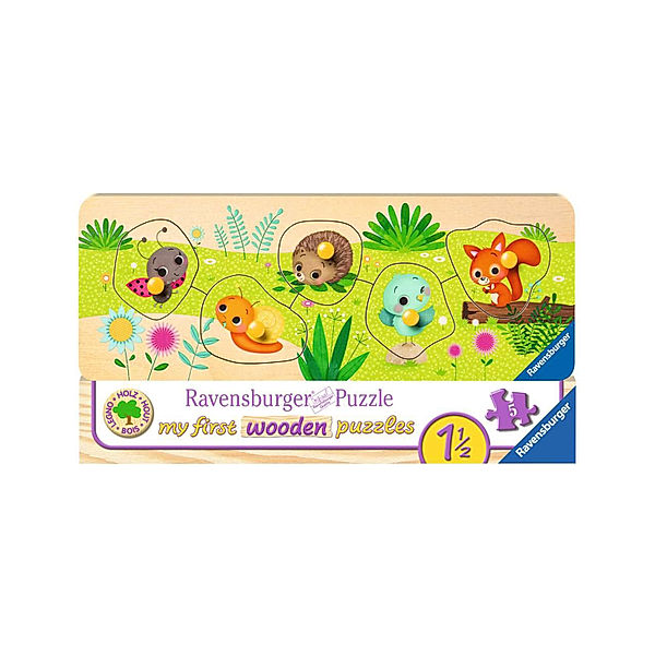 Ravensburger Verlag Holzpuzzle TIERKINDER IM GARTEN 5-teilig