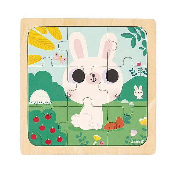 Janod Holzpuzzle WEISSER HASE (9 Teile)