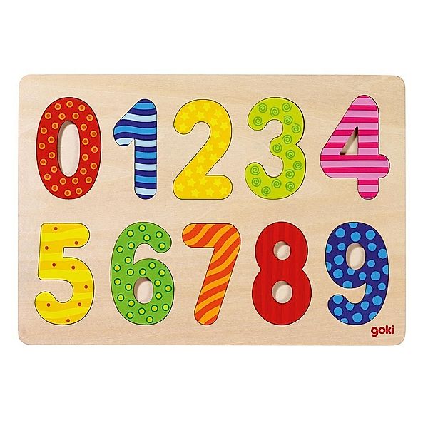 Goki Holzpuzzle ZAHLEN 0-9 in bunt, goki