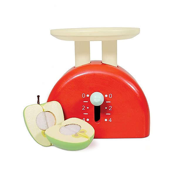 Le Toy Van Holzwaage mit Apfel WEIGHING SCALES rot