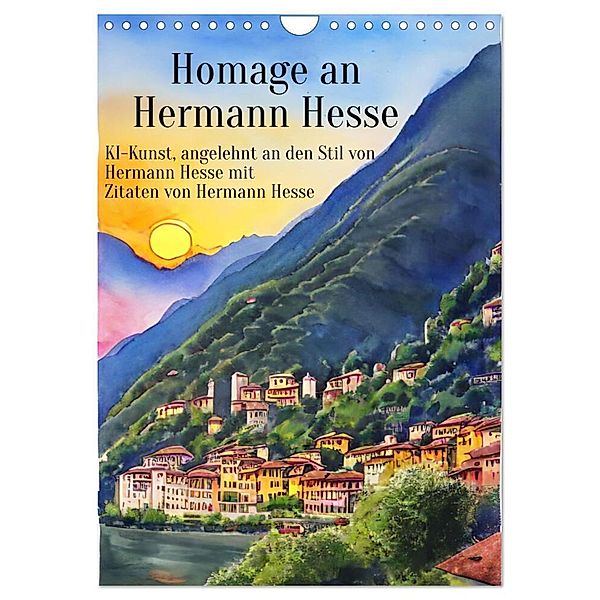 Homage an Hermann Hesse- KI-Kunst angelehnt an den Stil von Hermann Hesse mit Zitaten von Hermann Hesse (Wandkalender 2024 DIN A4 hoch), CALVENDO Monatskalender, Anja Zachrau