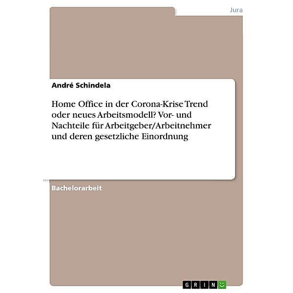 Home Office in der Corona-Krise Trend oder neues Arbeitsmodell? Vor- und Nachteile für Arbeitgeber/Arbeitnehmer und deren gesetzliche Einordnung, André Schindela