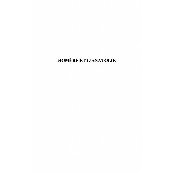 Homere et l'anatolie / Hors-collection, Collectif