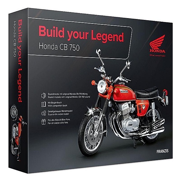 Honda CB 750 Build your Legend, Metall Modellbausatz im Maßstab 1:24, inkl. Soundmodul und 68-seitigem Begleitbuch