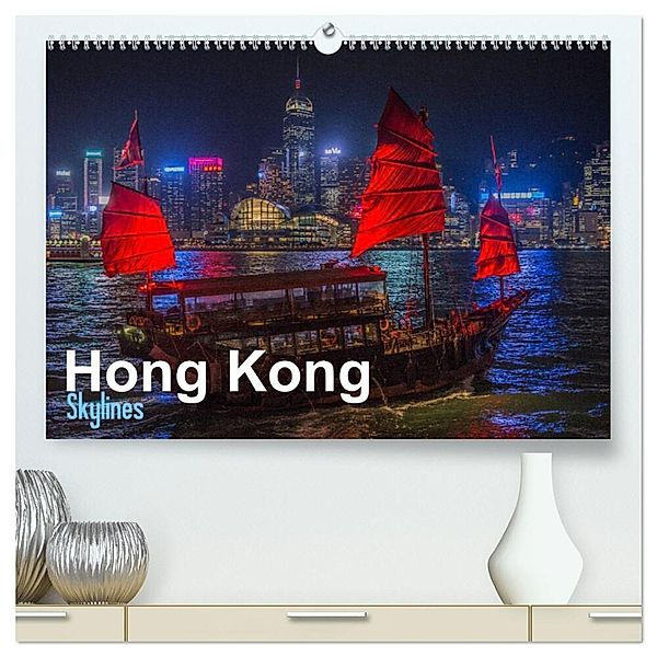 Hong Kong - Skylines (hochwertiger Premium Wandkalender 2024 DIN A2 quer), Kunstdruck in Hochglanz, Jakob Michelis