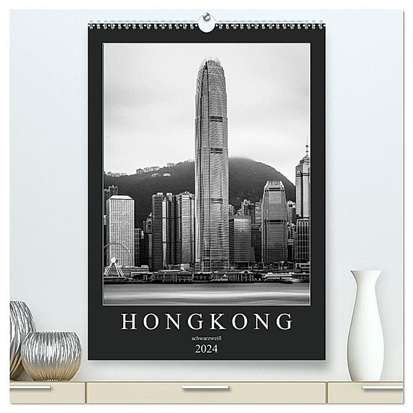 Hongkong schwarzweiß (hochwertiger Premium Wandkalender 2024 DIN A2 hoch), Kunstdruck in Hochglanz, Sebastian Rost