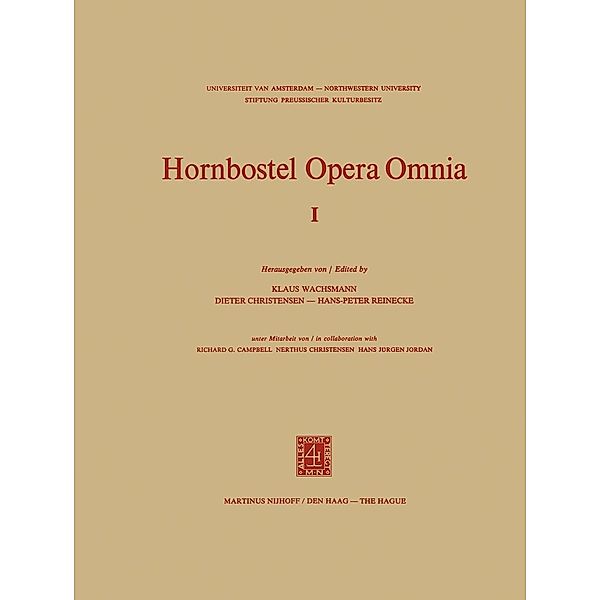 Hornbostel Opera Omnia / Hornborstel Opera Omnia Bd.1