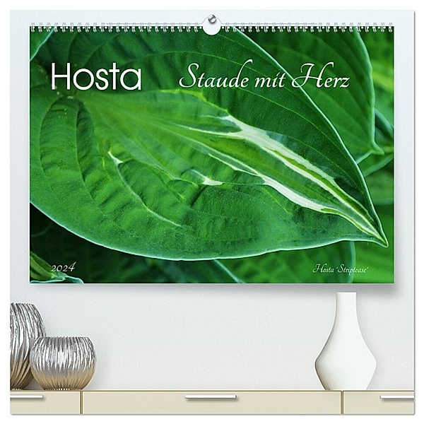 Hosta Staude mit Herz (hochwertiger Premium Wandkalender 2024 DIN A2 quer), Kunstdruck in Hochglanz, Jutta Heußlein