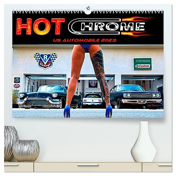 Hot Chrome US Automobile (hochwertiger Premium Wandkalender 2025 DIN A2 quer), Kunstdruck in Hochglanz, Calvendo, Hot Chrome