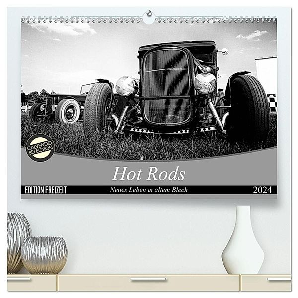 Hot Rods - Neues Leben in altem Blech (hochwertiger Premium Wandkalender 2024 DIN A2 quer), Kunstdruck in Hochglanz, StrawfishStudio Berlin