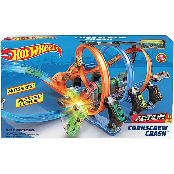 Mattel Hot Wheels Korkenzieher-Crash Trackset