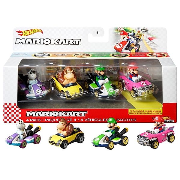 Mattel Hot Wheels Mario Kart Die-Cast 4er-Pack