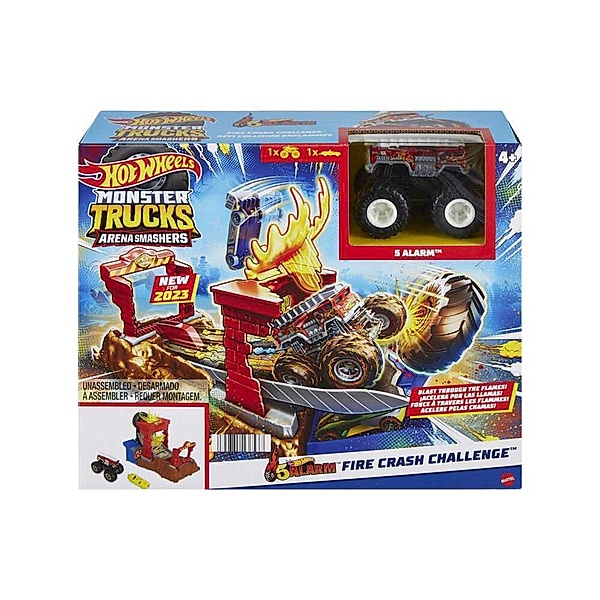 Mattel Hot Wheels Monster Trucks Arena World: Entry Challenge - 5 Alarm's Fire Smash Through
