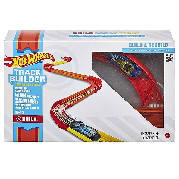 Mattel Hot Wheels Track Builder Unlimited Premium-Kurven-Set inkl. 1 Spielzeugauto