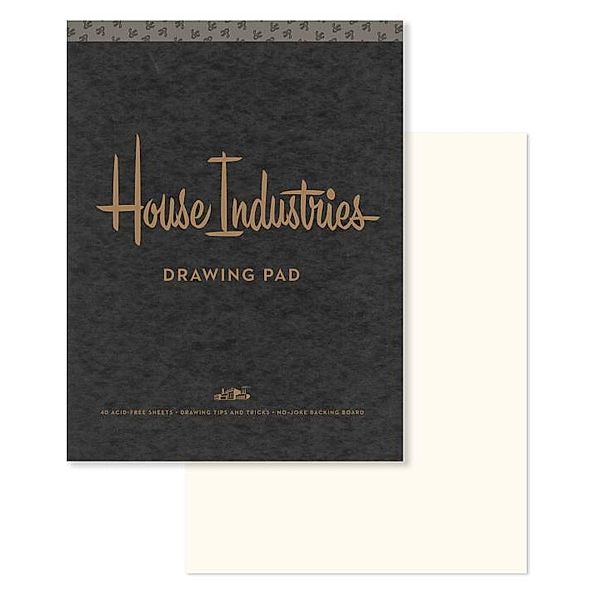 House Industries Drawing Pad: 40 Acid-Free Sheets, Drawing Tips, Extra-Thick Backing Board, House Industries