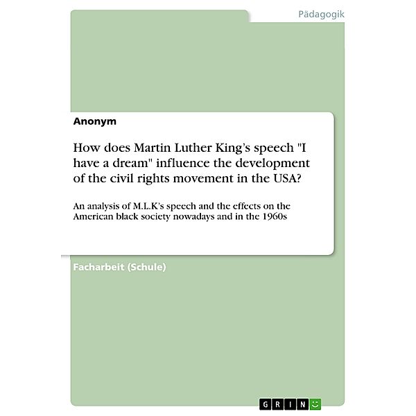 How does Martin Luther King's speech I have a dream influence the development of the civil rights movement in the USA?