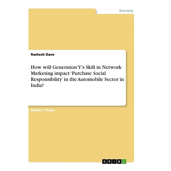 How will Generation Y's Skill in Network Marketing impact 'Purchase Social Responsibility' in the Automobile Sector in I, Rashesh Dave