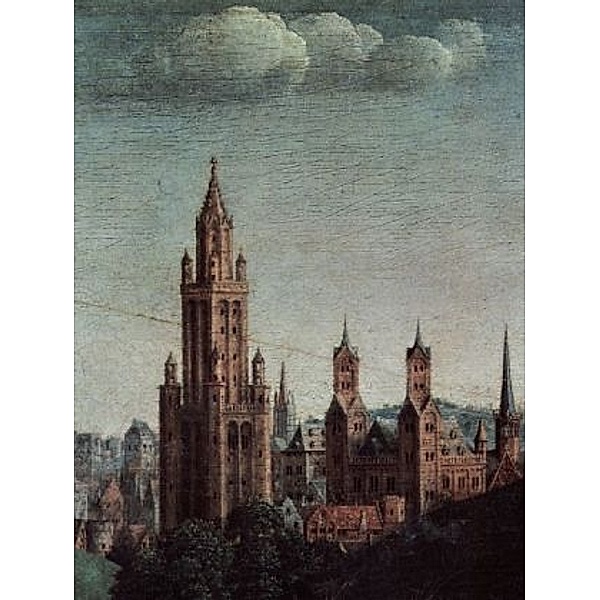 Hubert van Eyck - Altar des Mystischen Lammes, Die Anbetung des mystischen Lammes, Stadtlandschaft - 100 Teile (Puzzle)
