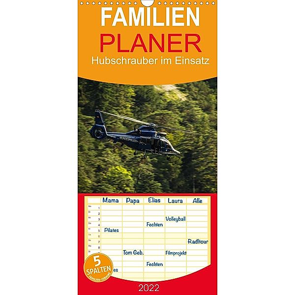 Hubschrauber im Einsatz - Familienplaner hoch (Wandkalender 2022 , 21 cm x 45 cm, hoch), Heinrich Schnell