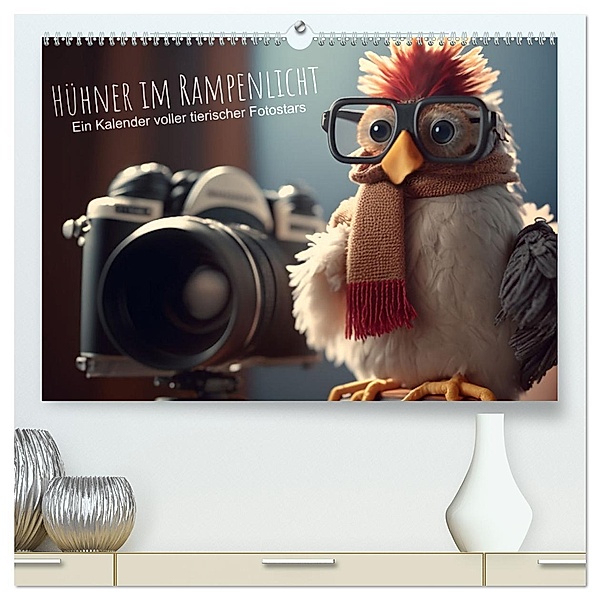 Hühner im Rampenlicht Ein Kalender voller tierischer Fotostars (hochwertiger Premium Wandkalender 2025 DIN A2 quer), Kunstdruck in Hochglanz, Calvendo, artefacti