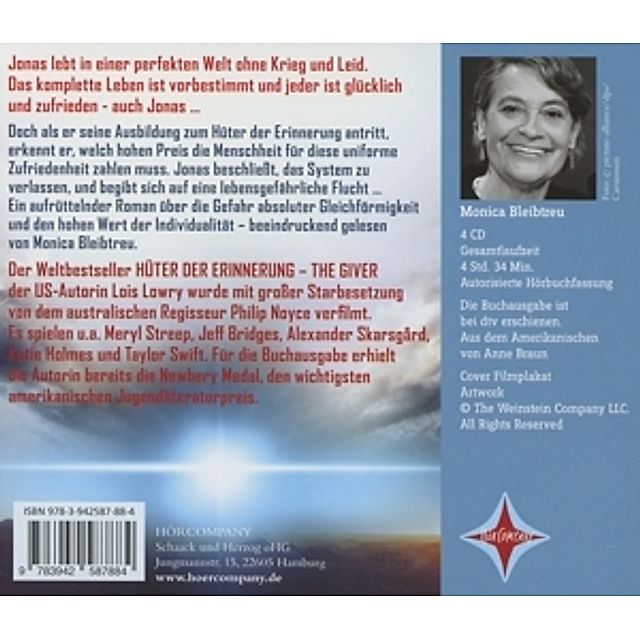 Hüter der Erinnerung, 4 Audio-CDs Hörbuch günstig bestellen