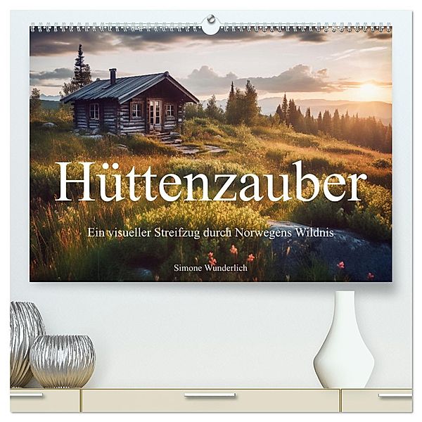 Hüttenzauber - Ein visueller Streifzug durch Norwegens Wildnis (hochwertiger Premium Wandkalender 2025 DIN A2 quer), Kunstdruck in Hochglanz, Calvendo, Simone Wunderlich