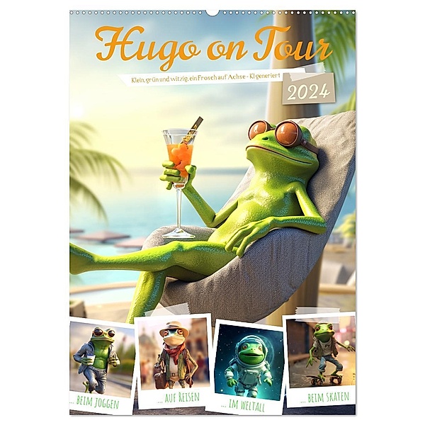 Hugo on Tour (Wandkalender 2024 DIN A2 hoch), CALVENDO Monatskalender, Cathrin Illgen