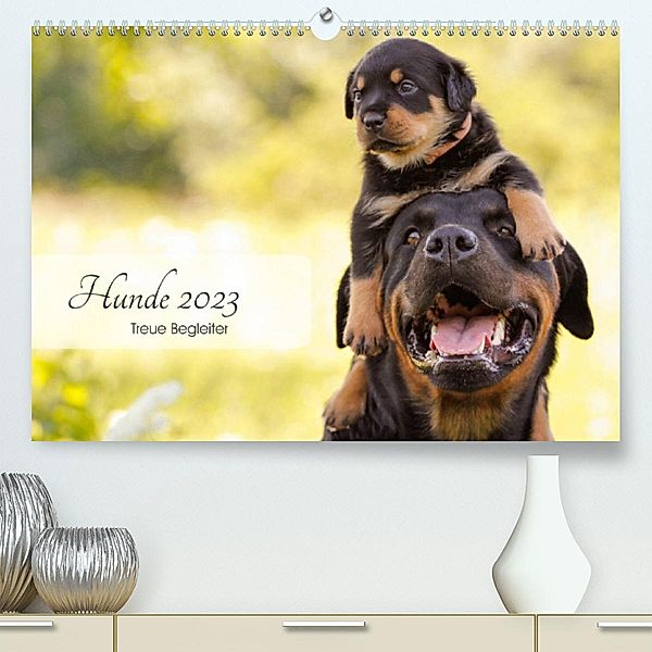 Hunde 2023 - Treue Begleiter (Premium, hochwertiger DIN A2 Wandkalender 2023, Kunstdruck in Hochglanz), Janice Pohle