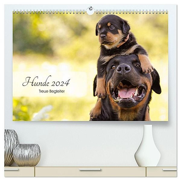 Hunde 2024 - Treue Begleiter (hochwertiger Premium Wandkalender 2024 DIN A2 quer), Kunstdruck in Hochglanz, Janice Pohle