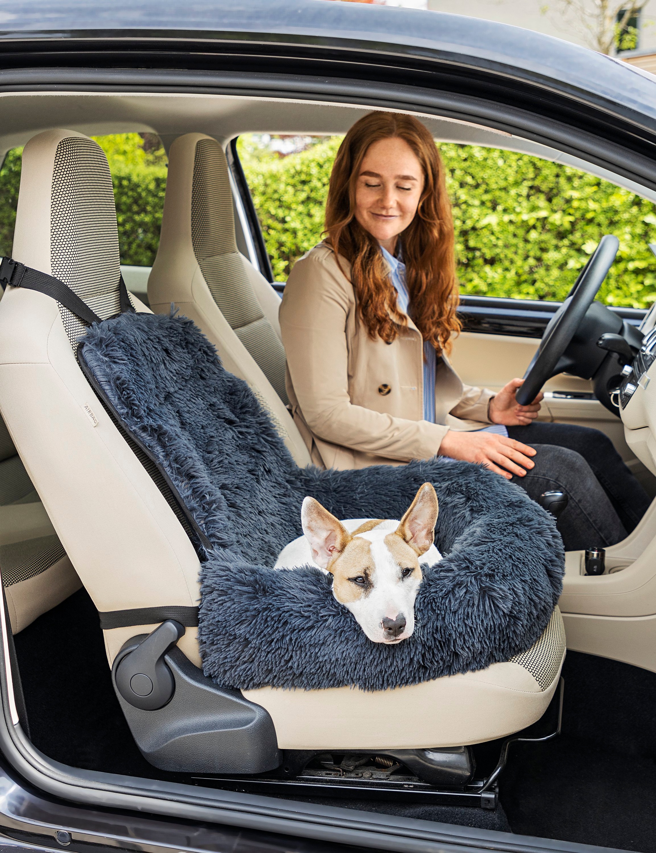Hunde-Autositz Farbe: grau mit Plüsch bestellen