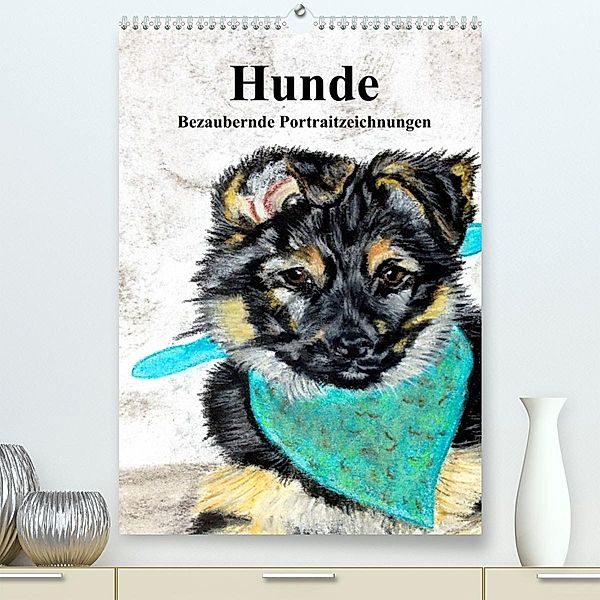 Hunde - Bezaubernde Portraitzeichnungen (Premium, hochwertiger DIN A2 Wandkalender 2023, Kunstdruck in Hochglanz), PortraitTierART Kerstin Heuser