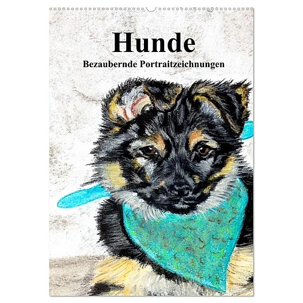 Hunde - Bezaubernde Portraitzeichnungen (Wandkalender 2024 DIN A2 hoch), CALVENDO Monatskalender, PortraitTierART Kerstin Heuser
