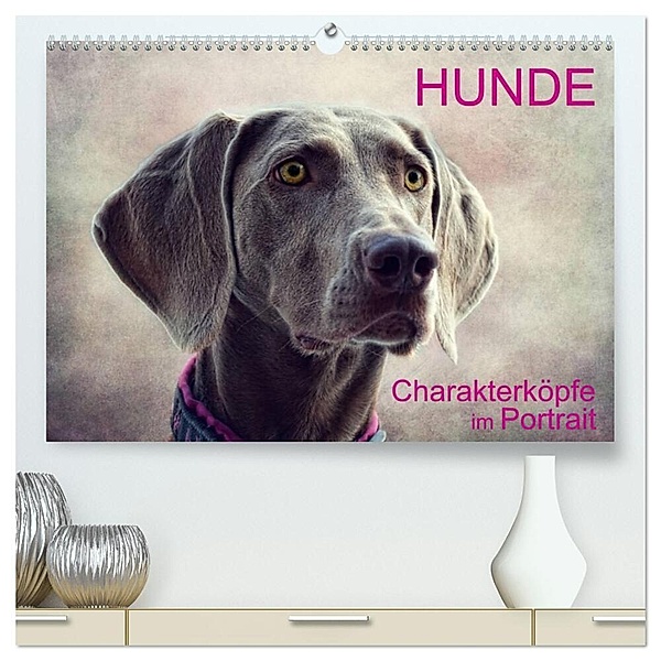 HUNDE-Chrakaterköpfe im Portrait (hochwertiger Premium Wandkalender 2024 DIN A2 quer), Kunstdruck in Hochglanz, Claudia Möckel / Lucy L!u