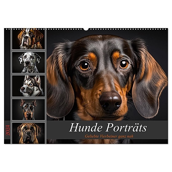 Hunde Porträts (Wandkalender 2024 DIN A2 quer), CALVENDO Monatskalender, Dirk Meutzner