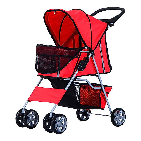 Hunde Stroller mit Gitternetz (Farbe: rot, Größe: 75 x 45 x 97 cm (LxBxH))