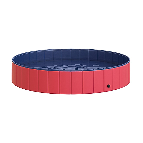 Hunde Swimmingpool mit Wasserablassventil (Farbe: rot, blau, Größe: 160 x 30 cm (ØxH))