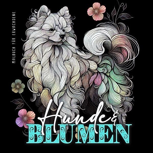 Hunde und Blumen Malbuch für Erwachsene, Monsoon Publishing, Musterstück Grafik