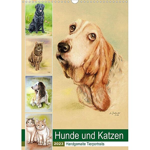 Hunde und Katzen - Handgemalte Tierportraits (Wandkalender 2023 DIN A3 hoch), Marita Zacharias