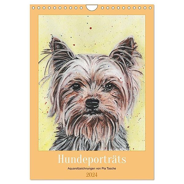 Hundeporträts - Aquarellzeichnungen von Pia Tasche (Wandkalender 2024 DIN A4 hoch), CALVENDO Monatskalender, Calvendo, Pia Tasche