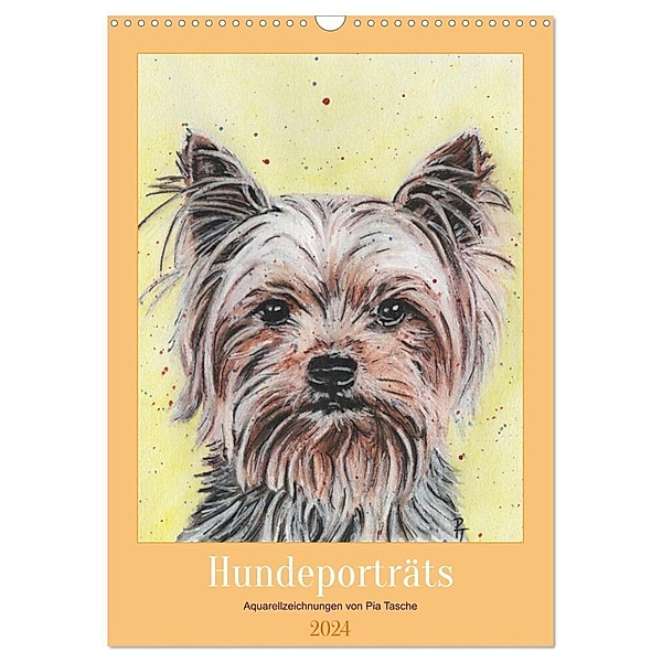 Hundeporträts - Aquarellzeichnungen von Pia Tasche (Wandkalender 2024 DIN A3 hoch), CALVENDO Monatskalender, Calvendo, Pia Tasche