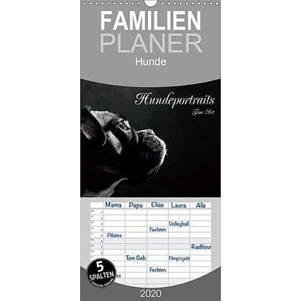 Hundeportraits Fine Art - Familienplaner hoch (Wandkalender 2020 , 21 cm x 45 cm, hoch), Jana Behr