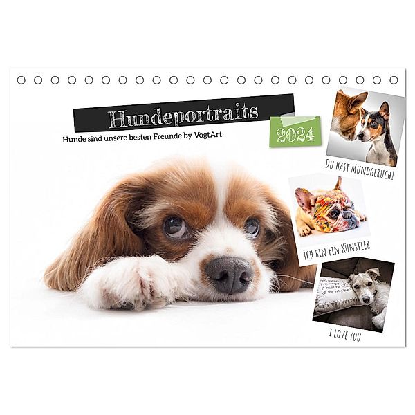 Hundeportraits, Hunde sind unsere besten Freunde by VogtArt (Tischkalender 2024 DIN A5 quer), CALVENDO Monatskalender, VogtArt