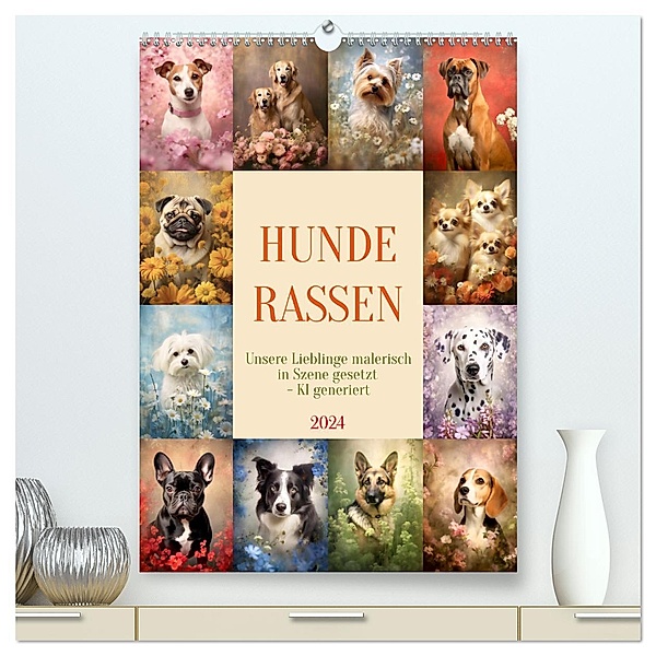 Hunderassen (hochwertiger Premium Wandkalender 2024 DIN A2 hoch), Kunstdruck in Hochglanz, Calvendo, Cathrin Illgen