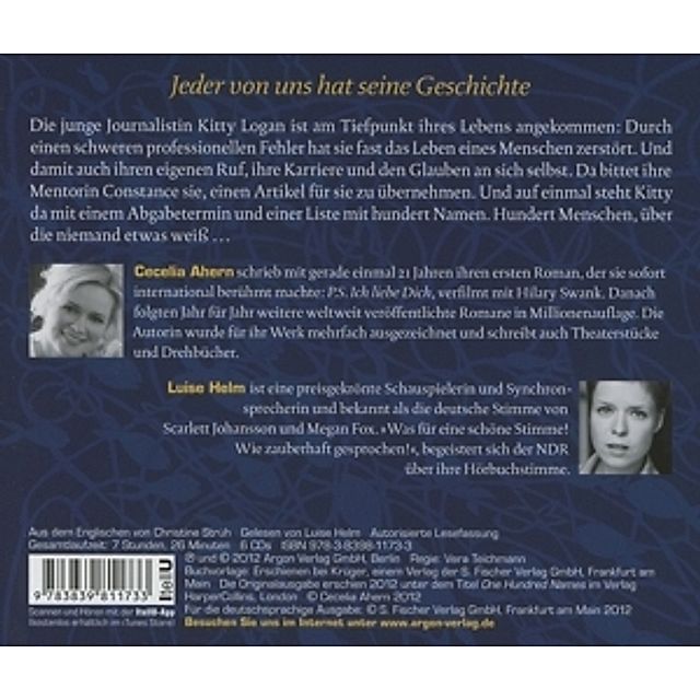 Hundert Namen, 6 CDs Hörbuch von Cecelia Ahern - Weltbild.at