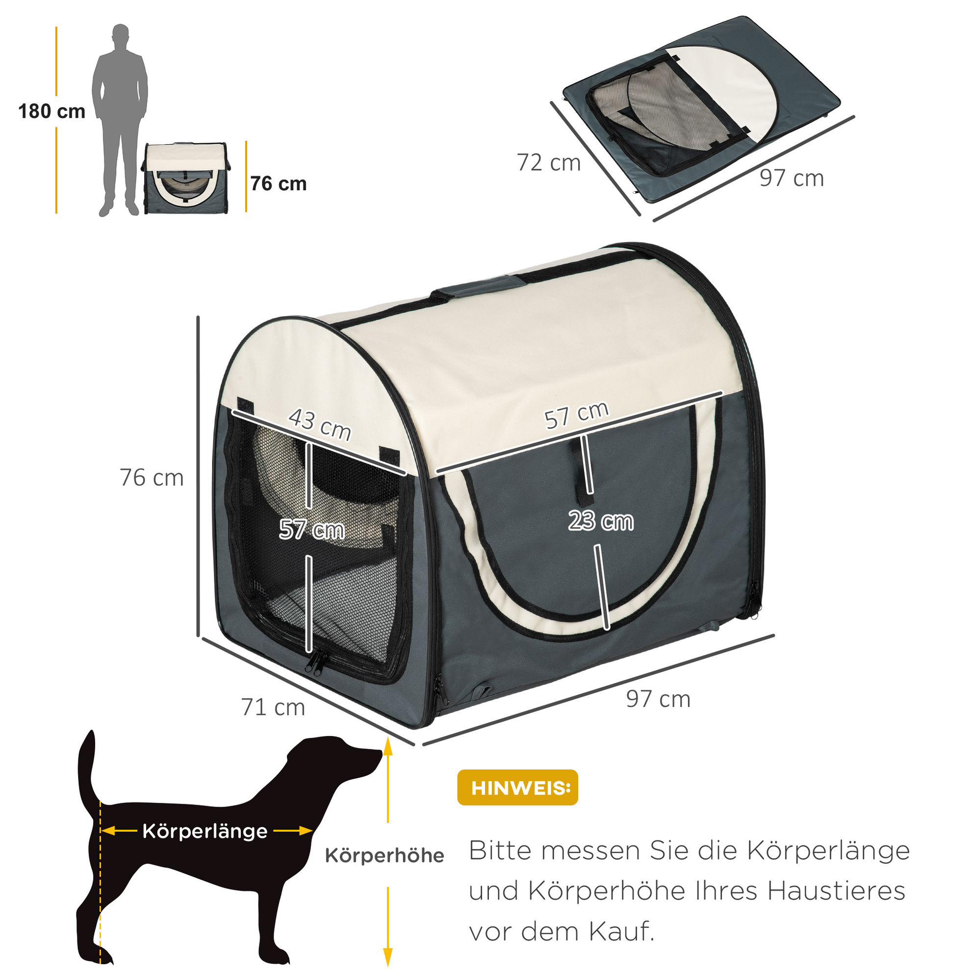 Hundetransportbox in Größe XXL Farbe: dunkelgrau, creme | Weltbild.de
