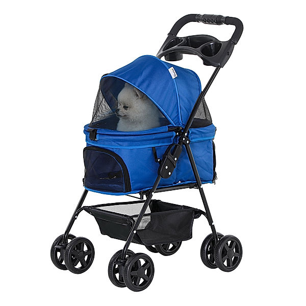 Hundewagen mit Becherhalter grau (Farbe: blau)